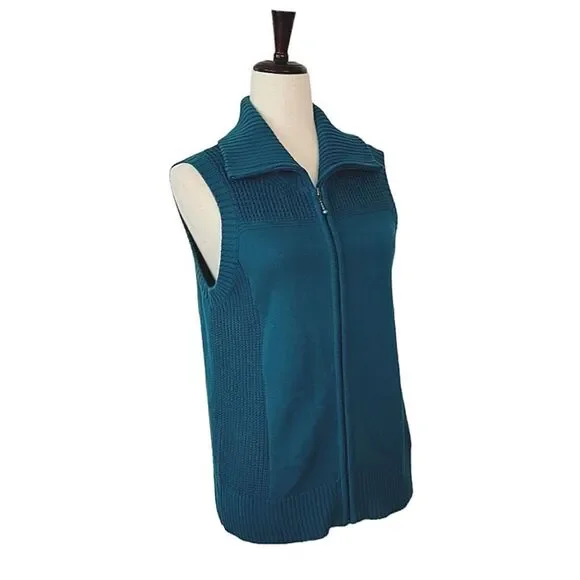Christopher & Banks Teal Patterned Stitching Sweater Vest Size S - Picture 2 of 8
